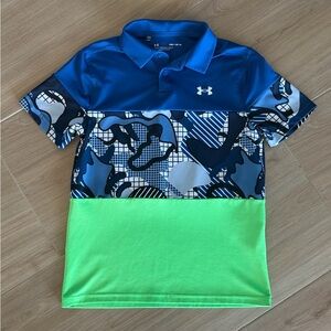 Under Armour Kids Polo in Blue and Neon Green